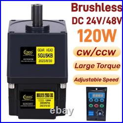 120W DC24V/48V Brushless Reduction Motor 2003000RPM CWithCCW + Speed Controller