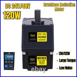 120W DC24V/48V Brushless Reduction Motor 2003000RPM CWithCCW + Speed Controller