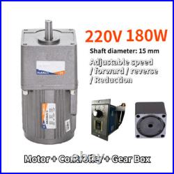 180W AC220V Reversible Variable Gear Electric Motor 5-470 RPM Speed Controller