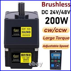 200W 200-3000RPM Brushless Reduction Motor DC24V/48V Adjustable Speed Controller