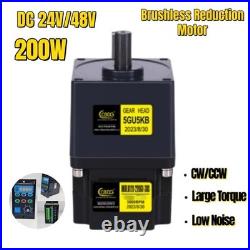 200W 200-3000RPM Brushless Reduction Motor DC24V/48V Adjustable Speed Controller