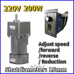 200W 220V AC 5-470 RPM Speed Controller Reversible Variable Gear Electric Motor