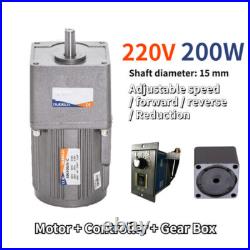 200W 220V AC 5-470 RPM Speed Controller Reversible Variable Gear Electric Motor