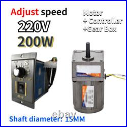 200W 220V AC 5-470 RPM Speed Controller Reversible Variable Gear Electric Motor