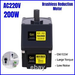 200W AC 220V 200-3000RPM Brushless Reduction Motor Adjustable Speed Controller
