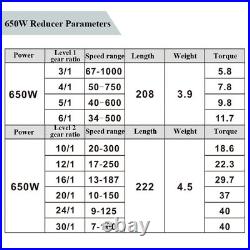 220V 450-1KW Brushless DC Planetary Reducer Gear Motor Variable Speed Controller