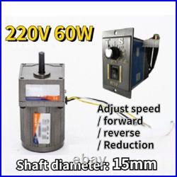 220V 5-470 RPM AC Gear 60W Reversible Variable Speed Controller Electric Motor