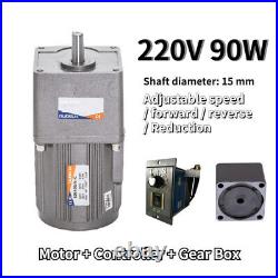 220V 90W 5-470 RPM Reversible Variable Speed Controller AC Gear Electric Motor