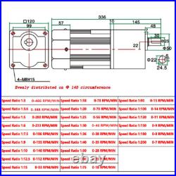 220V AC 5-470 RPM Speed Controller Reversible Variable Gear Electric Motor 400W