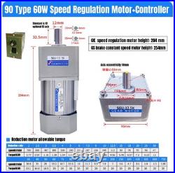 220V AC 60W Gear Reducer Motor With Speed Controller Constant Speed Brake Motor