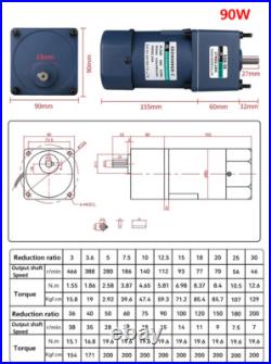 220V AC Gear Motor 6W-200W Variable Speed Controller Reduction Ratio 13 1200