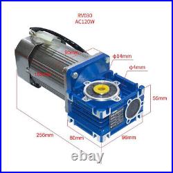 220V AC Gear Motor RV030 RV040 Worm Gearbox Speed Controller 120With180W 12280RPM