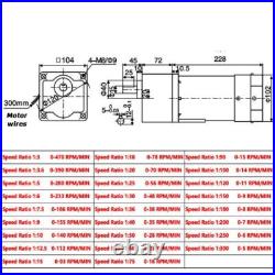 250W 220V AC 5-470 RPM Speed Controller Reversible Variable Gear Electric Motor