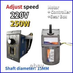 250W 220V AC 5-470 RPM Speed Controller Reversible Variable Gear Electric Motor