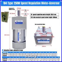 250W AC 220V Gear Reducer Motor With Speed Controller Constant Speed Brake Motor
