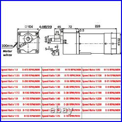 250W AC 5-470 RPM Electric Speed Controller Reversible Variable 220V Gear Motor