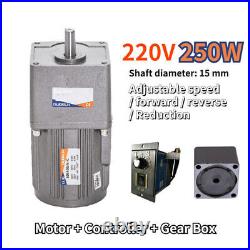 250W AC 5-470 RPM Electric Speed Controller Reversible Variable 220V Gear Motor