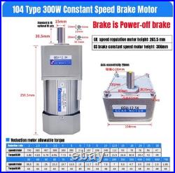 300W Gear Reducer Motor With Speed Controller AC220V Constant Speed Brake Motor
