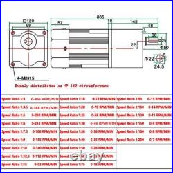 400W 220V AC 5-470 RPM Speed Controller Reversible Variable Gear Electric Motor