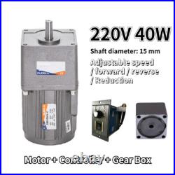 40W 5-470 RPM Reversible Variable Speed Controller 220V AC Gear Electric Motor