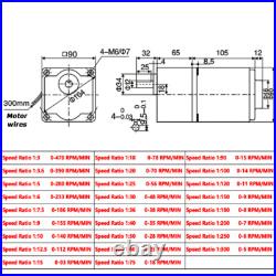 40W 5-470 RPM Reversible Variable Speed Controller 220V AC Gear Electric Motor