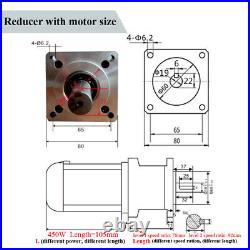 450W Electric Gear Motor Variable 110-220V Speed Controller DC Planetary Reducer