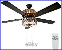 52 in. Crystal Ceiling Fan with 3-Speed Reversible Motor, Remote Control, Clear