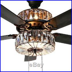 52 in. Crystal Ceiling Fan with 3-Speed Reversible Motor, Remote Control, Clear