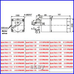 5-470 RPM Reversible Variable Speed Controller 220V AC Gear Electric Motor 140W
