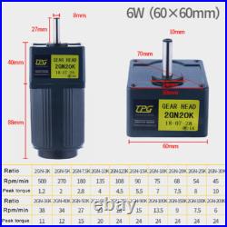 6-400W AC Gear Motor Variable Speed Controller Gear Box Adapter Electric Motor