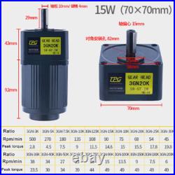 6-400W AC Gear Motor Variable Speed Controller Gear Box Adapter Electric Motor