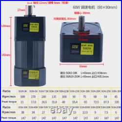 6-400W AC Gear Motor Variable Speed Controller Gear Box Adapter Electric Motor