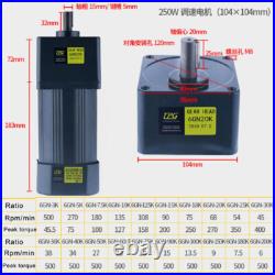 6-400W AC Gear Motor Variable Speed Controller Gear Box Adapter Electric Motor