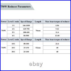 750W With Speed Controller Brushless Motor Planetary Gearbox Reducer 110V 220V