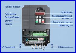 7.5KW VFD Frequency Drive Inverter 1 phase to 3 phase 10hp Motor Speed Control