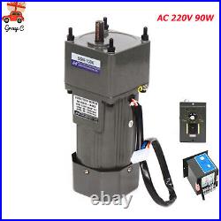 90W 220V AC Gear Motor Electric Motor Variable Reducer Speed Controller 1100