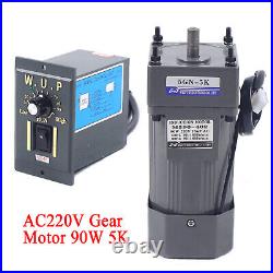 90W 220V AC Gear Motor Electric Variable Speed Reducer Controller 270RPM Torque