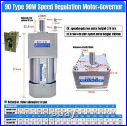 AC 220V 90W Gear Reducer Motor With Speed Controller Constant Speed Brake Motor