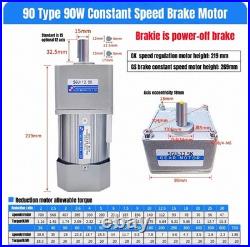 AC 220V Gear Reducer Motor With Speed Controller 90W Constant Speed Brake Motor