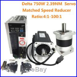 AC Servo Motor Delta 750W 2.39NM A2 Controller + Matched Speed Reducer Gear Box
