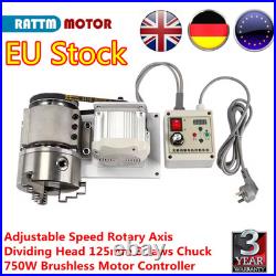Adjustable Speed Rotary Axis 125mm 3 Jaw Chuck 750W Brushless Motor Controller