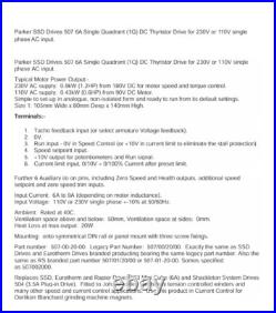 Dc motor speed controller 230/110, Parker SSD Drives 507 6A Single Quadrant