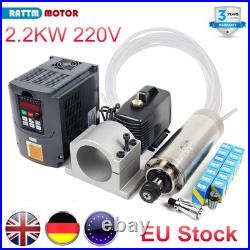 EU? 2.2KW Water Cooled Spindle ER20 Milling Motor+VFD Speed Control+Pump+Collet
