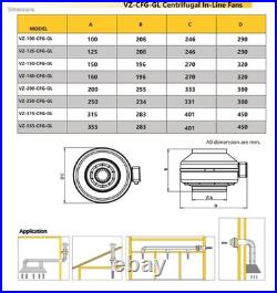 INLINE METAL 1 phase CENTRIFUGAL TUBE DUCT FAN INDUSTRIAL COMMERCIAL HYDROPONICS