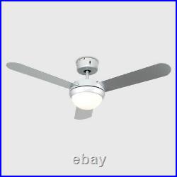Modern Ceiling Fan with Light 42 Inch Silver Remote Control 3 Speed Setting LED