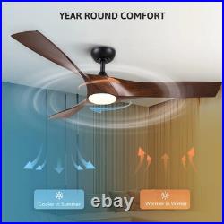 VONLUCE 52 Inch Ceiling Fan Light Remote Control Nickel Walnut 6-Speed DC Motor