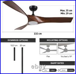 VONLUCE 52 Inch Ceiling Fan Light Remote Control Nickel Walnut 6-Speed DC Motor