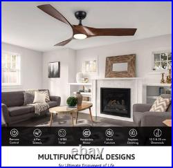 VONLUCE 52 Inch Ceiling Fan Light Remote Control Nickel Walnut 6-Speed DC Motor