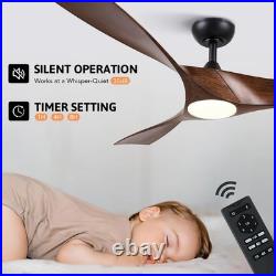 VONLUCE 52 Inch Ceiling Fan Light Remote Control Nickel Walnut 6-Speed DC Motor